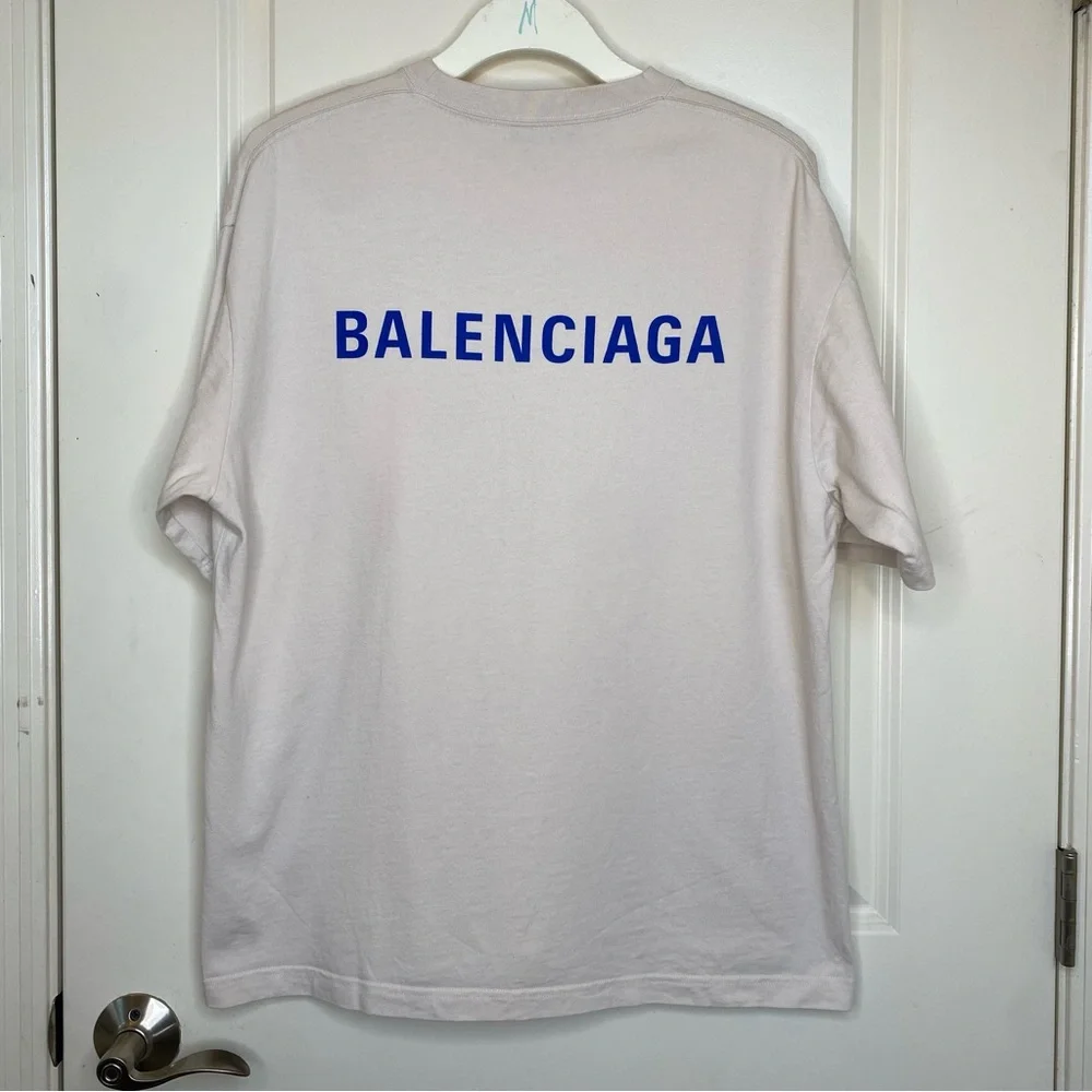 Authentic Balenciaga Back T Shirt Cream Size Medium - Picture 12 of 14